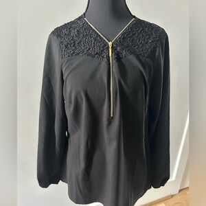 Chic Black Blouse with Lace Detail